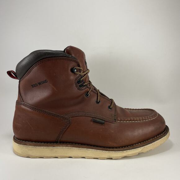 Red Wing 405 Waterproof Leather Work Boots Size 14 D Brown Wedge Moc Toe main image 9